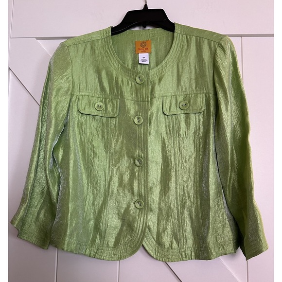 Ruby Rd. Jackets & Blazers - Ruby Rd Petite Button Up Women's Blazer Lime Green Metallic Size 8P‎